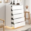 FUFU&GAGA White Wood 5 Drawer Chest Bedroom Dresser With Light - 2 of 4