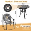 3-Piece Cast Aluminum Outdoor Dining Set: Round Table, Stackable Chairs & Red Cushions - All-Weather Patio Furniture for Your Backyard - 3 of 4