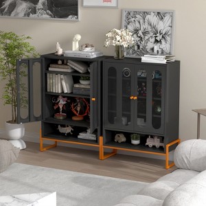 Okak Shoe Cabinet, Shoe Organizer with Three Adjustable Shevles and Double-sided Mesh DoorS, Cabinet for Entryway, Living Room, Hallway, Black - 1 of 4