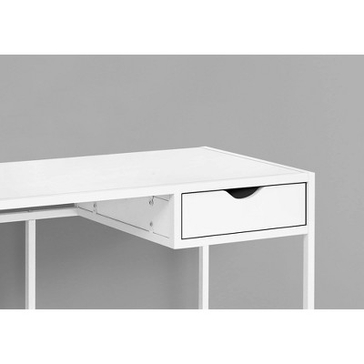Compact Industrial White Metal & Laminate Home Office Desk with Drawer