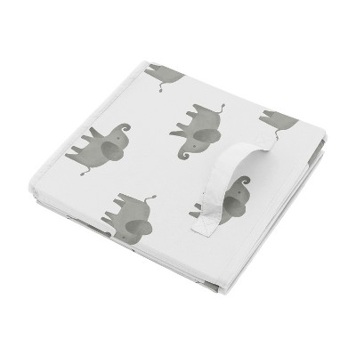 Gray and White Elephant Fabric Foldable Storage Bins Set