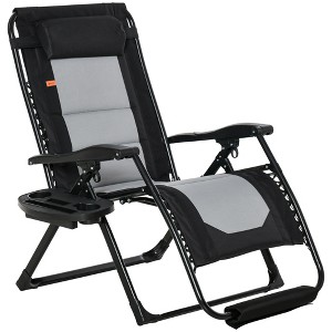 Outsunny Zero Gravity Lounger Chair, Folding Reclining Patio Chair with Cup Holder, Headrest, Footrest, for Poolside, Camping - 1 of 4