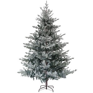 NicBex 7.5ft Snow Flocked Artificial Christmas Tree Hinged Full Tree with 1218 Branches Tips and Metal Stand for Decoration, White - 1 of 4
