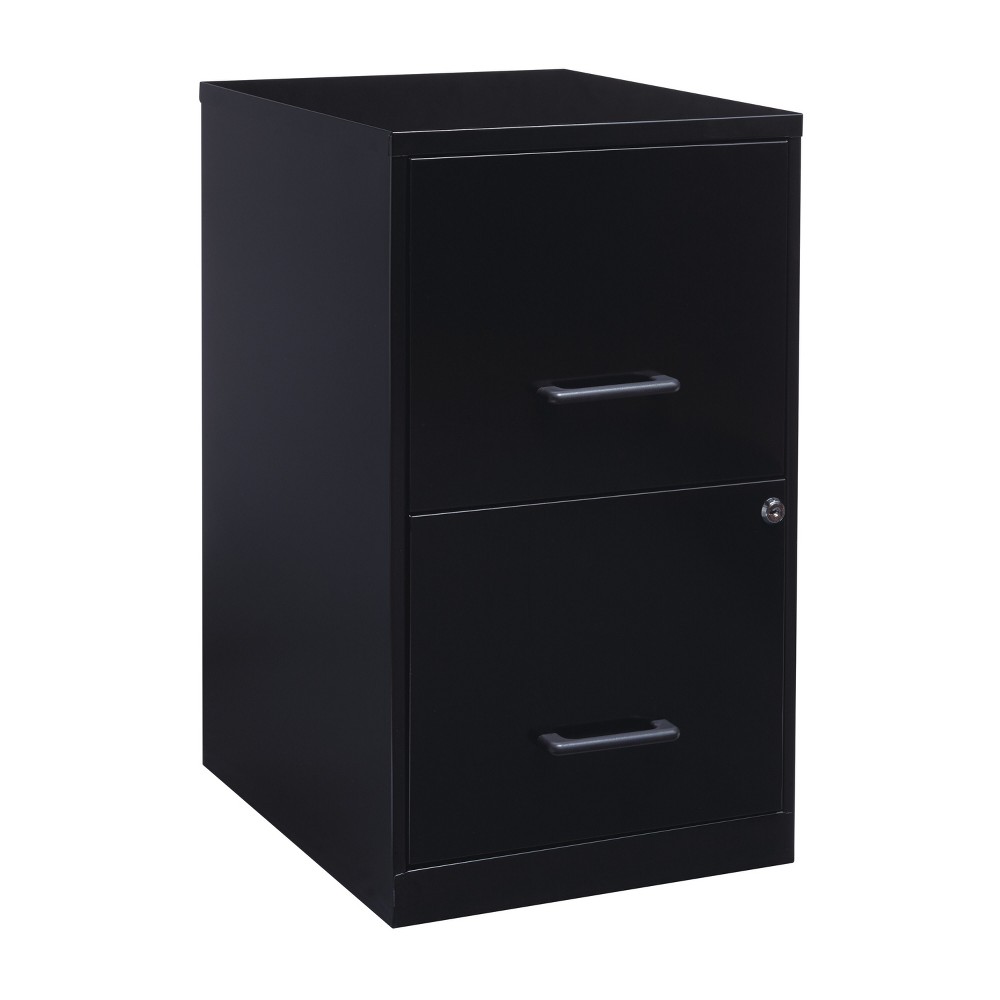 Space Solutions 18" Deep 2 Drawer Letter Width Vertical File Cabinet Black: Steel Office Filing, No Assembly Required