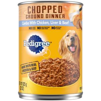 Pedigree Chopped Ground Dinner Wet Dog Food Combo with Chicken, Liver & Beef - 22oz