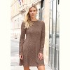 2025 Women's Long Sleeve Sweater Dress for Fall, Crew Neck Knit Midi Dress Khakicaramel - 2 of 4
