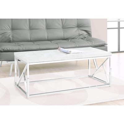 Gray Cement and Chrome Rectangular Coffee Table