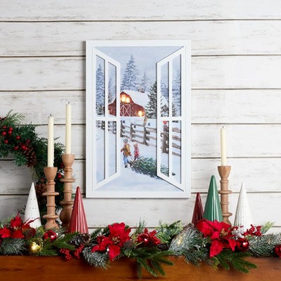 The Lakeside Collection Lighted Holiday Window Wall Art