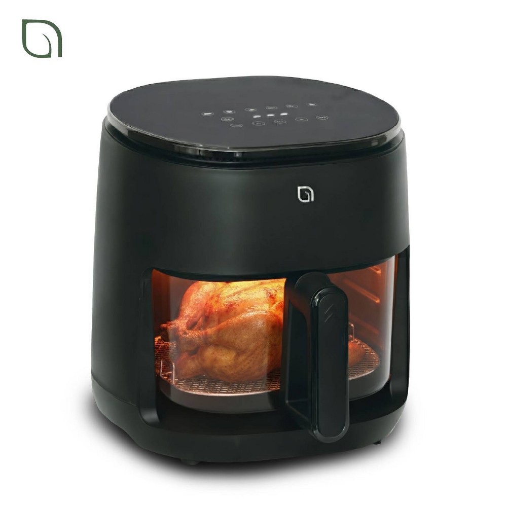 Willow Kitchen 5qt Glass Air Fryer Non Toxic with Digital Precision Touch Screen & 5 Cooking Presets 1500W Black