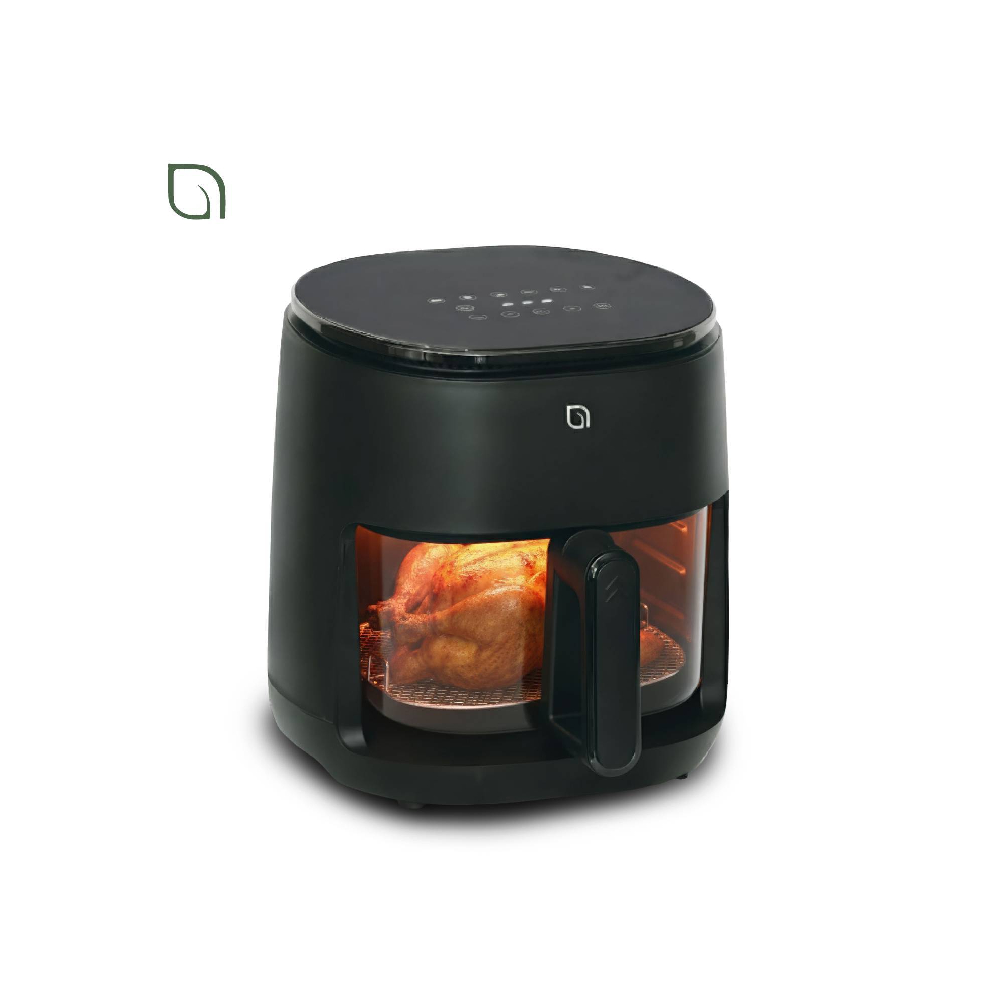 Willow Kitchen 5qt Glass Air Fryer Non Toxic with Digital Precision Touch Screen & 5 Cooking Presets 1500W Black