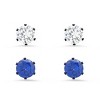 Steeltime Men's 2pc set black ip stainless steel white & blue simulated black diamonds stud earrings - 2 of 4