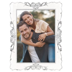REGALWOVEN Vintage Polyresin Clear Glass Decorative Picture Frame with Crystals 1 Pc - 1 of 4