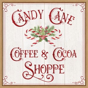 Amanti Art Vintage Christmas Signs I-Candy Cane Coffee by Tara Reed Canvas Wall Art Print Framed 22 x 22-in. - 1 of 4