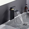 SUMERAIN 304 Stainless Steel Waterfall Vessel Sink Faucet Bathroom Sink Faucet, Black and Gold - 3 of 4