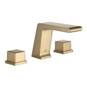 CASAINC 3 Hole Deck Mounted Widespread Bathroom Faucet with Waterfall Spout and Matching Pop-Up Drain - 1 of 4