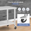 Stainless Steel Table with Caster Wheels, Food Prep Table for Kitchen, Commercial Heavy Duty Metal Table with Adjustable Undershel - image 3 of 4