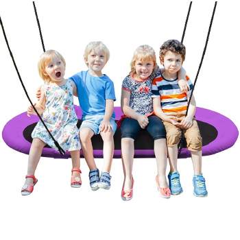 GYMAX 40 Flying Saucer Round Tree Swing Kids Play Set W/ Adjustable Ropes Outdoor
