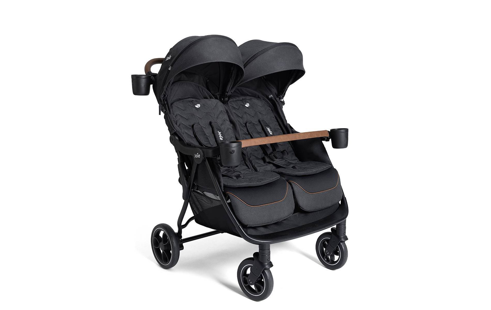 Joie Rosemary LX Full-Size Double Stroller - Shale: 33.6 lbs, Metal Frame, 6" Front Wheels, Storage Area