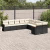 vidaXL 10 Piece Patio Sofa Set with Cushions Black Poly Rattan - Black and Cream Without Table - 2 of 4