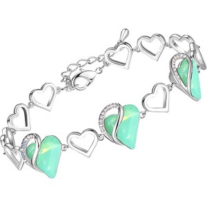 Adjustable Infinity Heart Bracelet with Birthstone - Silver Tone Link Chain Gift for Her - 1 of 4