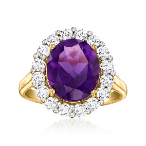 Ross-Simons 3.80 Carat Amethyst Ring With 1.00 ct. t.w. Lab-Grown Diamonds in 18kt Gold Over Sterling - 1 of 4