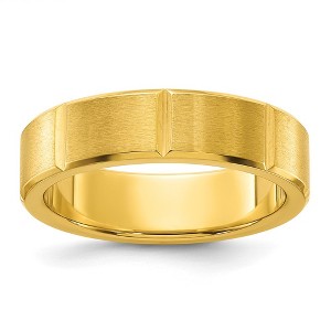 Chisel Stainless Steel Brushed and Polished Yellow IP-plated Grooved 6mm Band Ring - 1 of 4