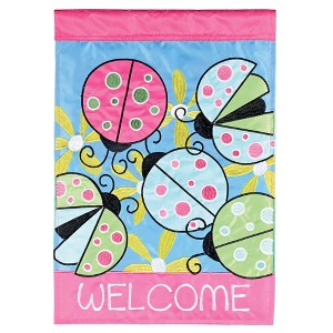 Dicksons Magnolia Garden Welcome Ladybugs Pink 18 x 13 Polyester Outdoor Garden Flag - 1 of 2