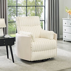 Roundhill Furniture Bocaton Wide Wale Corduroy Upholstery Manual Recliner White - 1 of 4