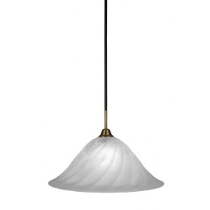 Toltec Lighting Paramount 1 - Light Pendant in  Matte Black/Brass with 20" White Alabaster Swirl Shade - 1 of 1