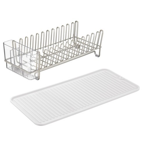 Mdesign Compact Dish Drying Rack And Silicone Mat Set Of 2