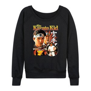 Women's - The Karate Kid - Daniel Larusso And Mr. Miyagi Lightweight French Terry Wide Neck Long Sleeve Shirt - 1 of 4