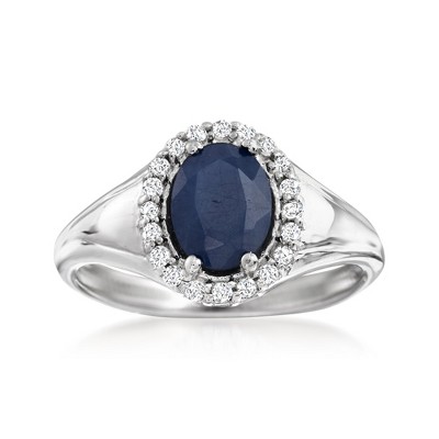 Ross-Simons 1.50 Carat Sapphire and .30 ct. t.w. White Topaz Ring in Sterling Silver