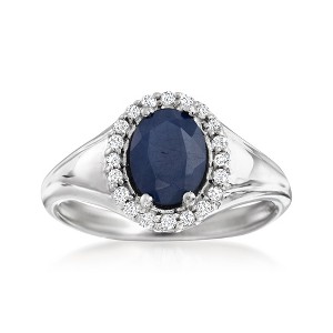 Ross-Simons 1.50 Carat Sapphire and .30 ct. t.w. White Topaz Ring in Sterling Silver - 1 of 4