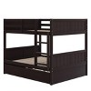 Solid Wood Full Over Full Bunk Bed with Twin Trundle & Safety Rails, Convertible to Two Beds-3irtyhousy - 3 of 4