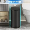 Aoibox Stainless Steel Bathroom Trash Can with Pop-Up Lid, Small Garbage Bin for Bedroom, Toilet, Office, Waterproof & Odor-Proof, Slim Design, Black - 2 of 4