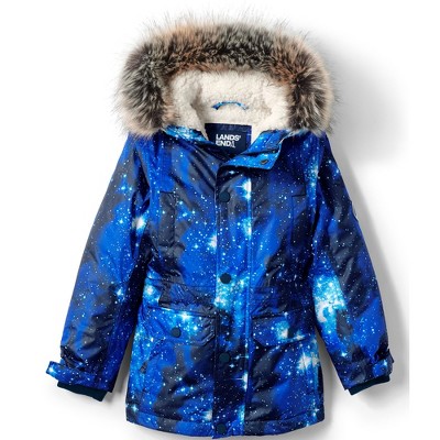 Lands' End Boys Large Blue Galaxy ThermoPlume Packable Jacket 194742301065