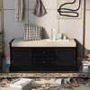XINGHANZHENXUAN Entryway Storage Bench with 2 Drawers & 2 Cabinets, Shoe Bench with Removable Cushion - 3 of 4