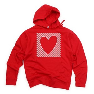 Simply Sage Market Women's Graphic Hoodie Checkered Heart Cut Out - 1 of 3