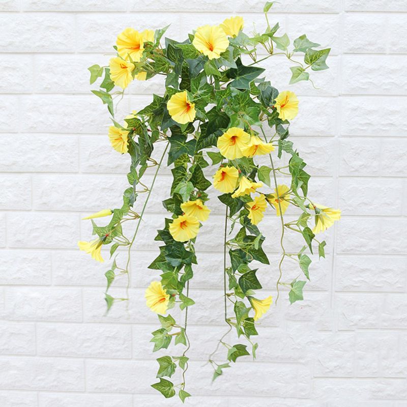 2 Pieces Artificial Vines Flower Morning Glory Hanging Plants,Fake Green Ivy Plant, Plastic Flower Bouquet for Office Garden Decor, 4 of 5