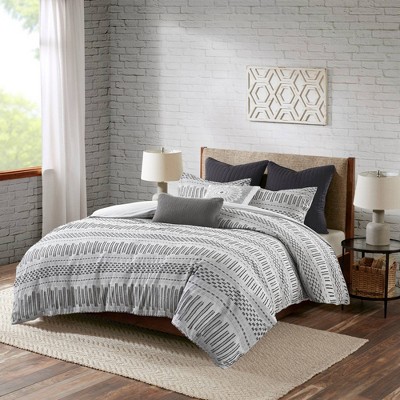 King Navy Cotton Jacquard Bedspread Set with Textured Accents