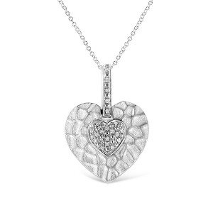 Haus of Brilliance Silver Pave-Set Diamond Accent Heart Shape Pendant Necklace - 1 of 4