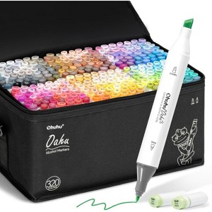 Ohuhu Alcohol Markers 320 Colors - Chisel & Fine Double Tipped Art Markers for Artists Adults - Alcohol-based Refillable Ink - 1 of 4