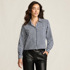 Lands' End Women's Cropped Flannel Shirt - 1 of 4