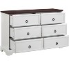 Okak 6-Drawer Dresser for Bedroom with Vintage Handles,Wooden Chest of Drawers Closet Storage Cabinet Farmhouse Style for Living Room, Hallway - 3 of 4