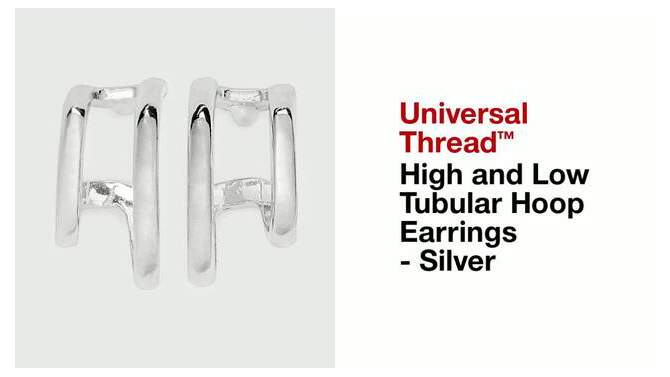High and Low Tubular Hoop Earrings - Universal Thread&#8482; Silver, 2 of 5, play video