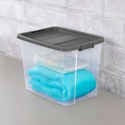Sterilite 108 Quart Clear Plastic Stacker Storage Containers with Latching Lid