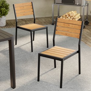 Crestlive Products Outdoor Stackable Armless Dining Chair Set of 2 Aluminum Frame - 1 of 4