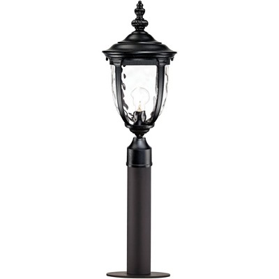 John Timberland Outdoor Post Light Fixture LED Matte Black 33" Clear Hammered Glass for Exterior House Porch Patio Garden Yard