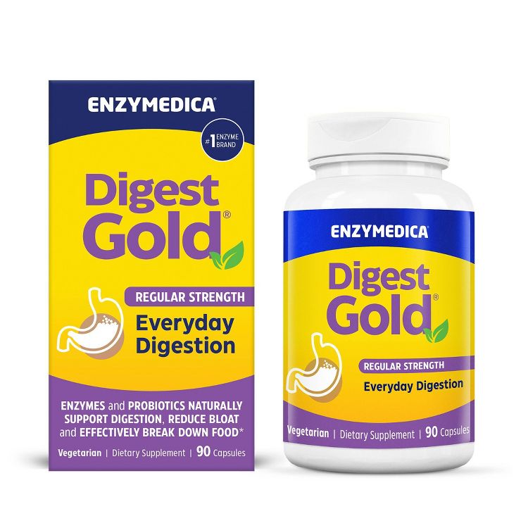 Enzymedica Digest Gold Enzymes and Probiotics Everyday Digestion Regular Strength Digestive and Gut Support Supplement Capsules - 90ct, 2 of 10