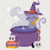 Junior's Design By Humans Halloween Kitty Cauldron By machmigo T-Shirt - 2 of 2